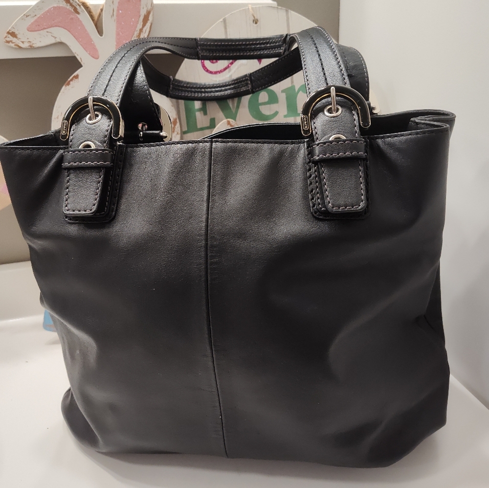 🖤 Vintage EUC Coach Soho Leather North South Smooth Leather Tote Bag, Black - Picture 8 of 16